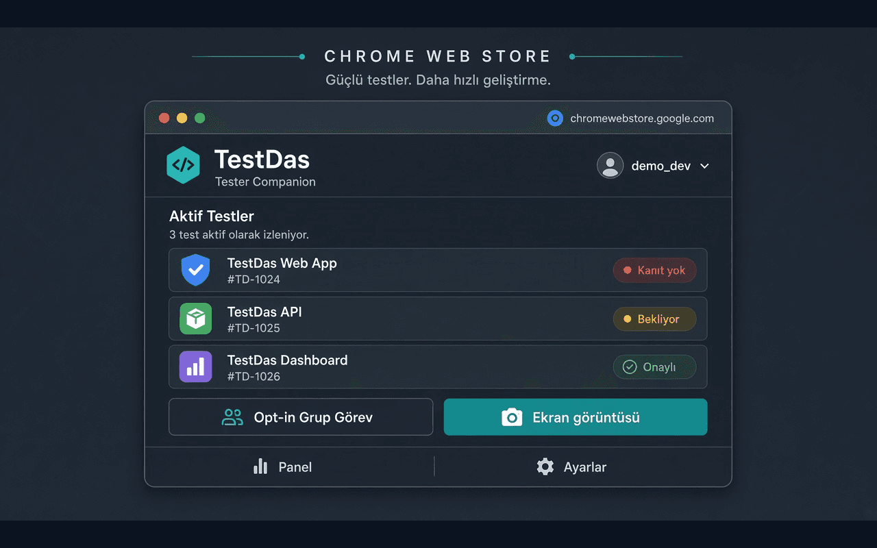 TestDaş extension popup