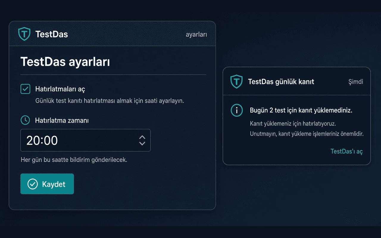 TestDaş reminder settings